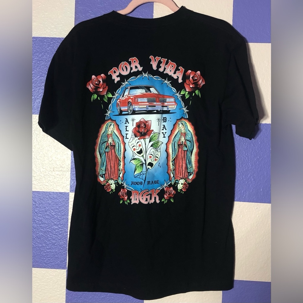 NWOT DGK Por Vida Hood Made Black Tee - Size M